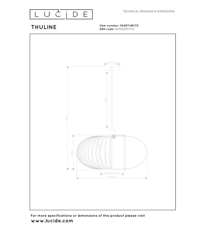 Lucide THULINE - Pendant light - Ø 45 cm - 1xE27 - Light Wood Look - Essential-6