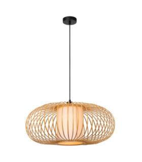 Lucide THULINE - Pendant light - Ø 60 cm - 1xE27 - Light Wood Look - Essential-1