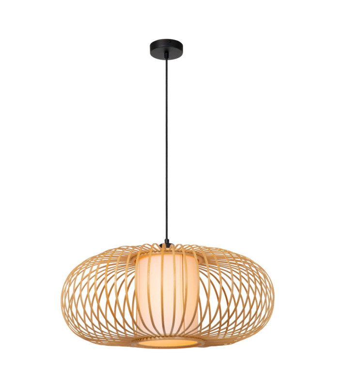 Lucide THULINE - Pendant light - Ø 60 cm - 1xE27 - Light Wood Look - Essential-1