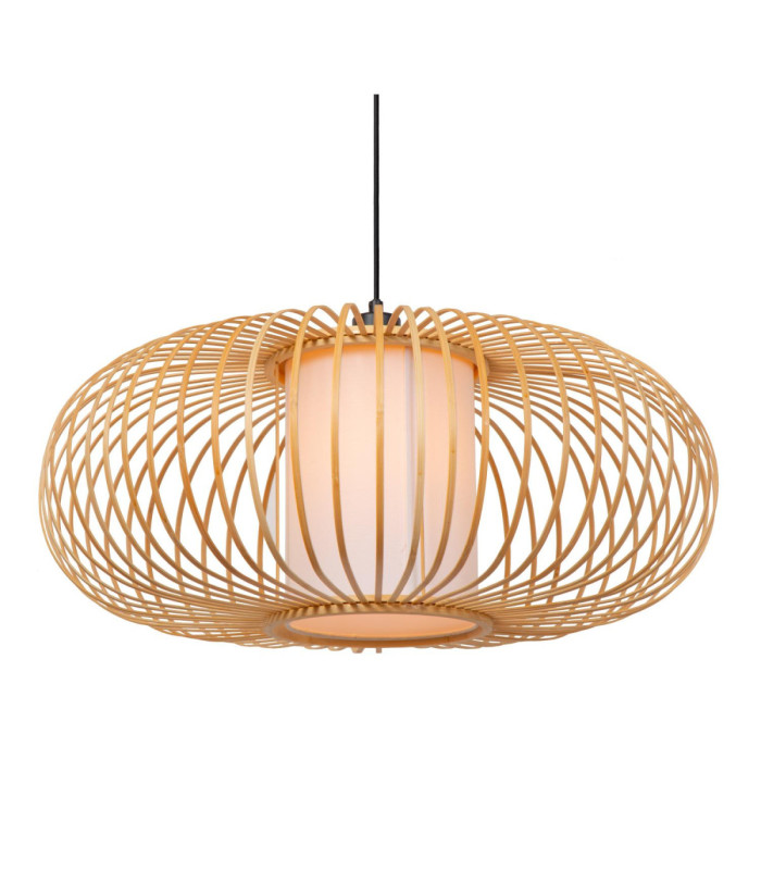 Lucide THULINE - Pendant light - Ø 60 cm - 1xE27 - Light Wood Look - Essential-5