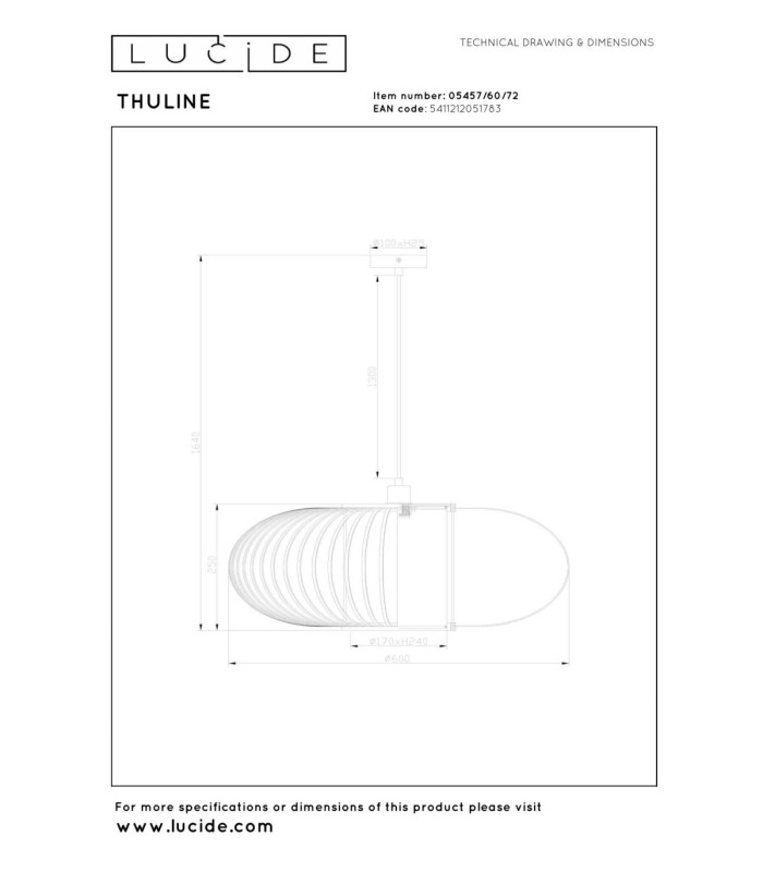 Lucide THULINE - Pendant light - Ø 60 cm - 1xE27 - Light Wood Look - Essential-9