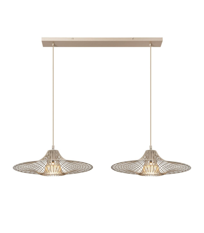 Lucide ELLIS - Pendant light - 2xE27 - Taupe - Essential-1