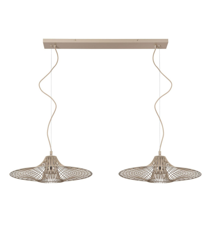 Lucide ELLIS - Pendant light - 2xE27 - Taupe - Essential-2