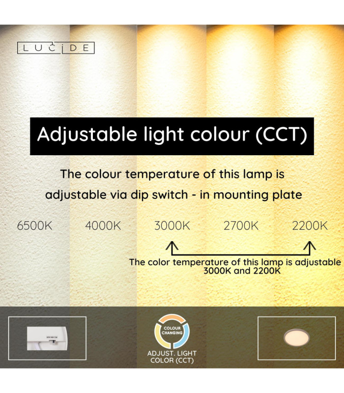 Lucide RINUS - Flush ceiling light Bathroom - Ø 30 cm - LED - CCT - 1x18W 2200K/3000K - IP44 - Opal - Essential-3