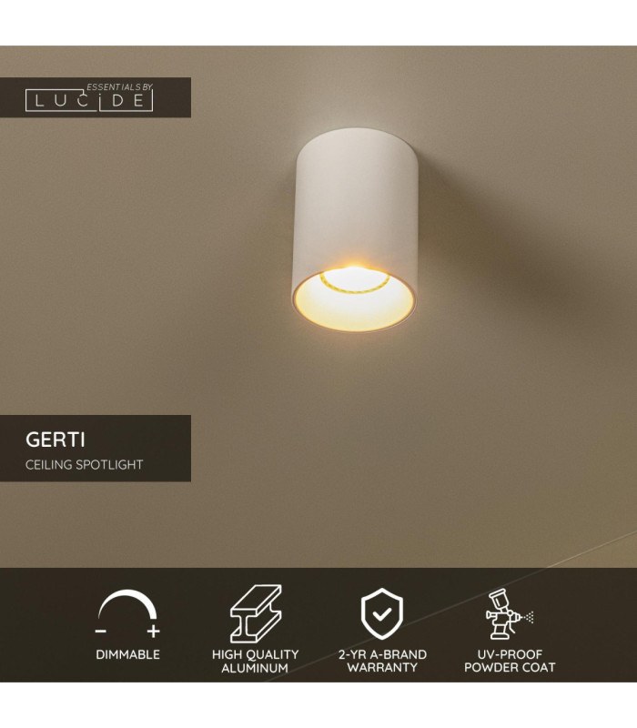 Lucide GERTI - Ceiling spotlight - Ø 8 cm - 1xGU10 (MR16) - Interchangeable rings included - White - Essential-3