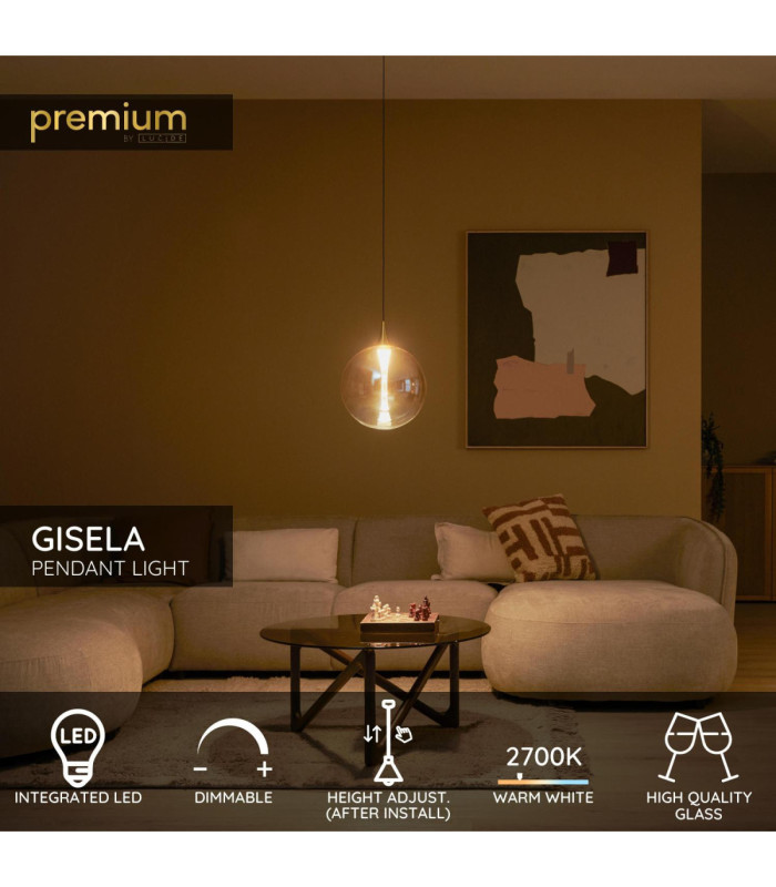 Lucide GISELA - Pendant light - Ø 30 cm - LED Dim. - 1x9.4W 2700K - Amber - Premium-3