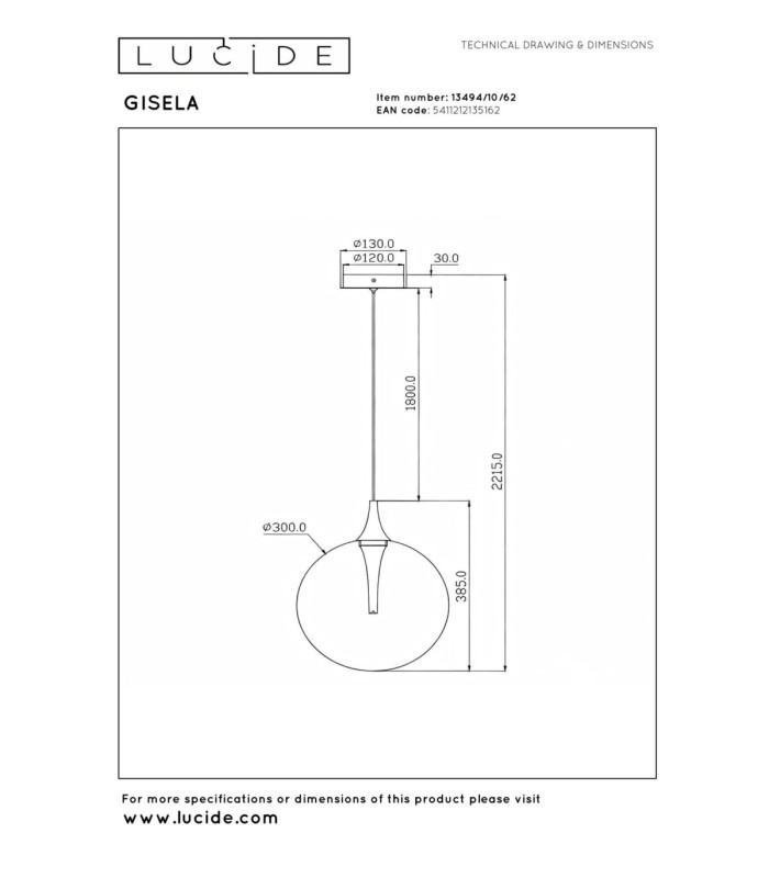 Lucide GISELA - Pendant light - Ø 30 cm - LED Dim. - 1x9.4W 2700K - Amber - Premium-12
