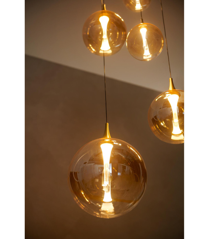 Lucide GISELA - Pendant light - Ø 57 cm - LED Dim. - 2700K - With replaceable LED module - Amber - Premium-7