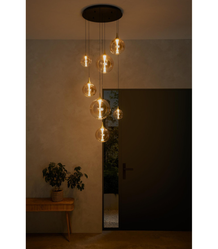 Lucide GISELA - Pendant light - Ø 84 cm - LED Dim. - 2700K - With replaceable LED module - Amber - Premium-4