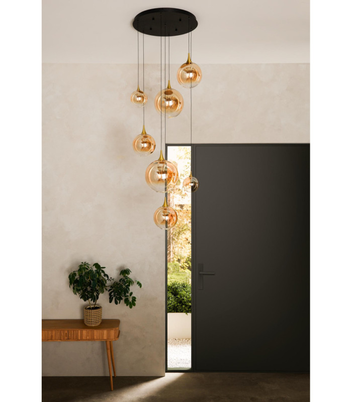 Lucide GISELA - Pendant light - Ø 84 cm - LED Dim. - 2700K - With replaceable LED module - Amber - Premium-5