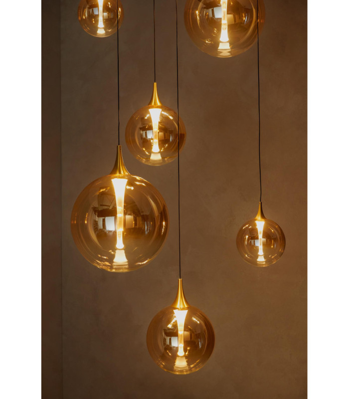 Lucide GISELA - Pendant light - Ø 84 cm - LED Dim. - 2700K - With replaceable LED module - Amber - Premium-6
