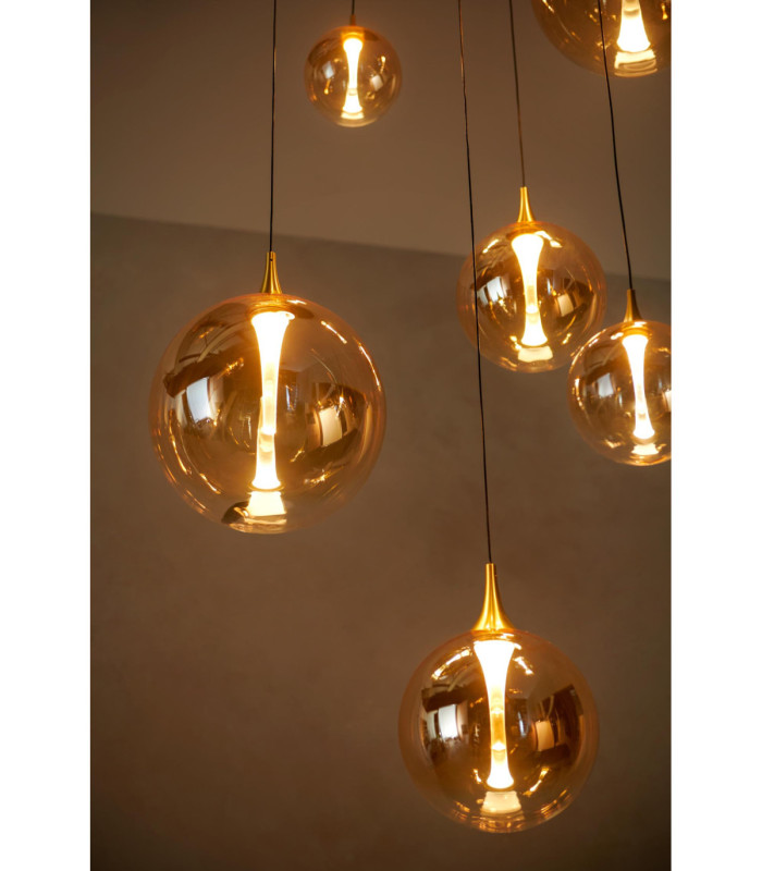 Lucide GISELA - Pendant light - Ø 84 cm - LED Dim. - 2700K - With replaceable LED module - Amber - Premium-7