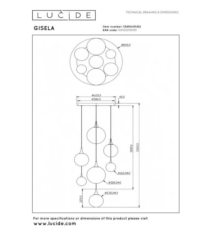 Lucide GISELA - Pendant light - Ø 84 cm - LED Dim. - 2700K - With replaceable LED module - Amber - Premium-9