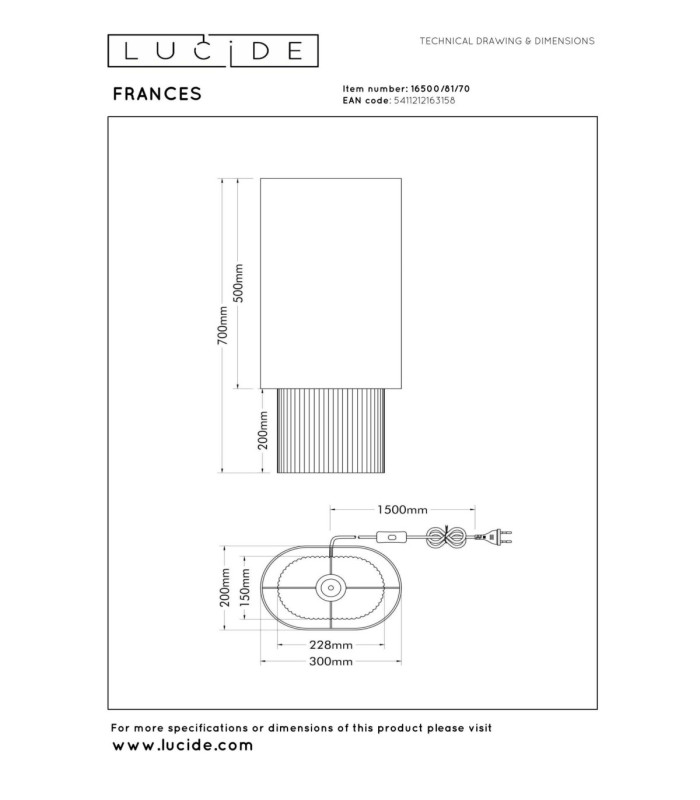 Lucide FRANCES - Table lamp - 1xE27 - White - Vibes-2