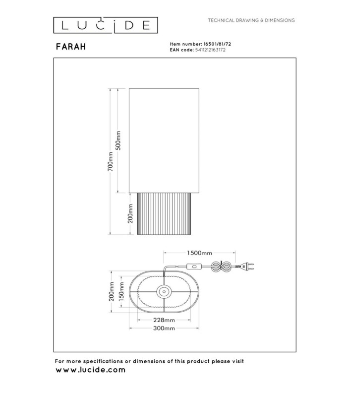 Lucide FARAH - Table lamp - 1xE27 - White - Vibes-5