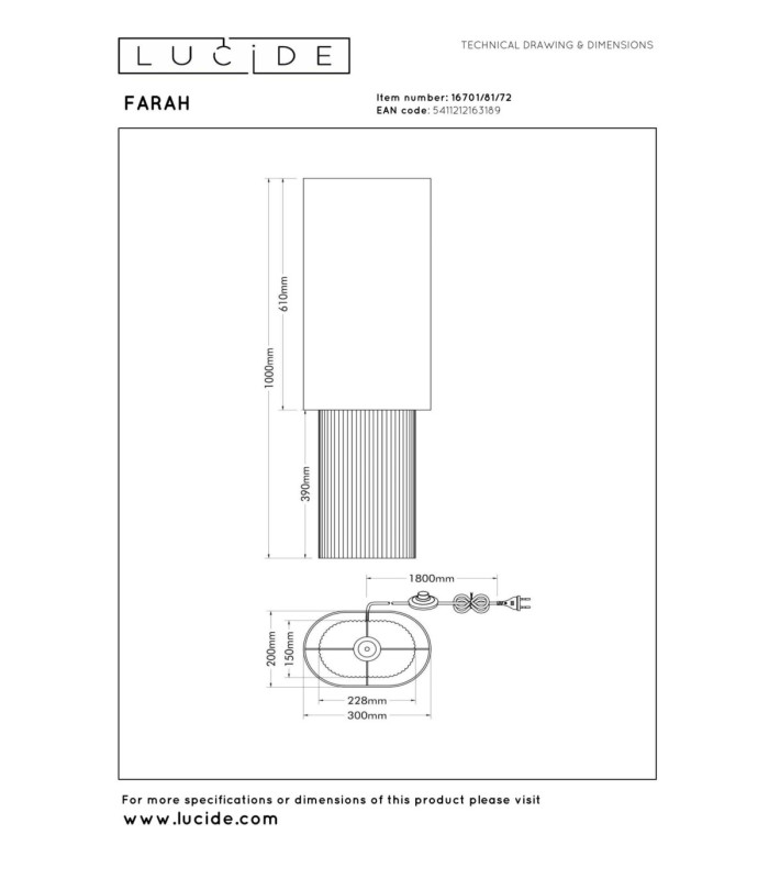 Lucide FARAH - Floor lamp - 1xE27 - White - Vibes-4