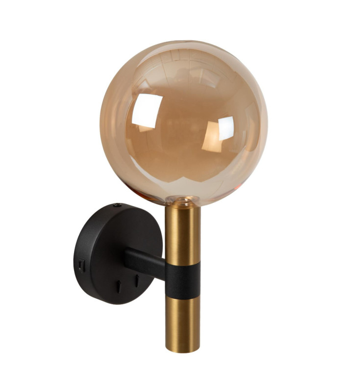 Lucide JOSIANE - Wall light - Ø 18 cm - 1xG9 - With USB charging point - Black - Vibes-2
