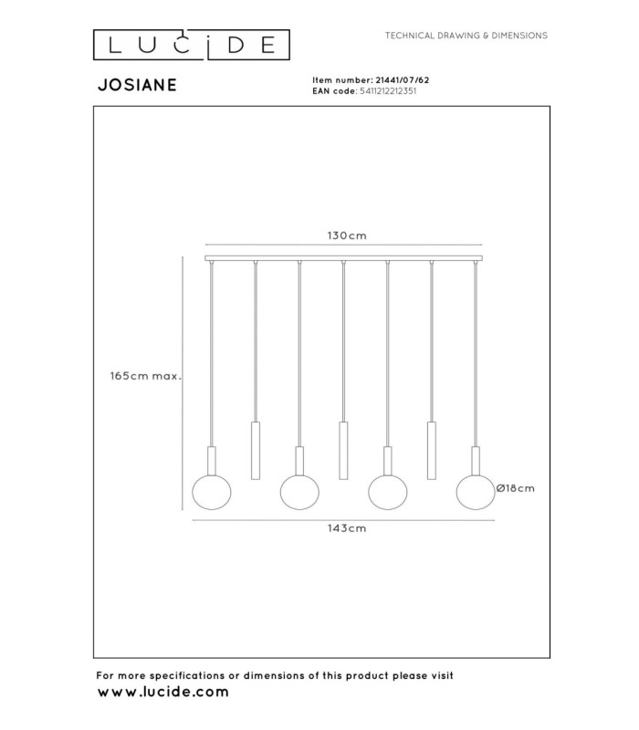 Lucide JOSIANE - Pendant light - 4xG9 - Black - Vibes-5