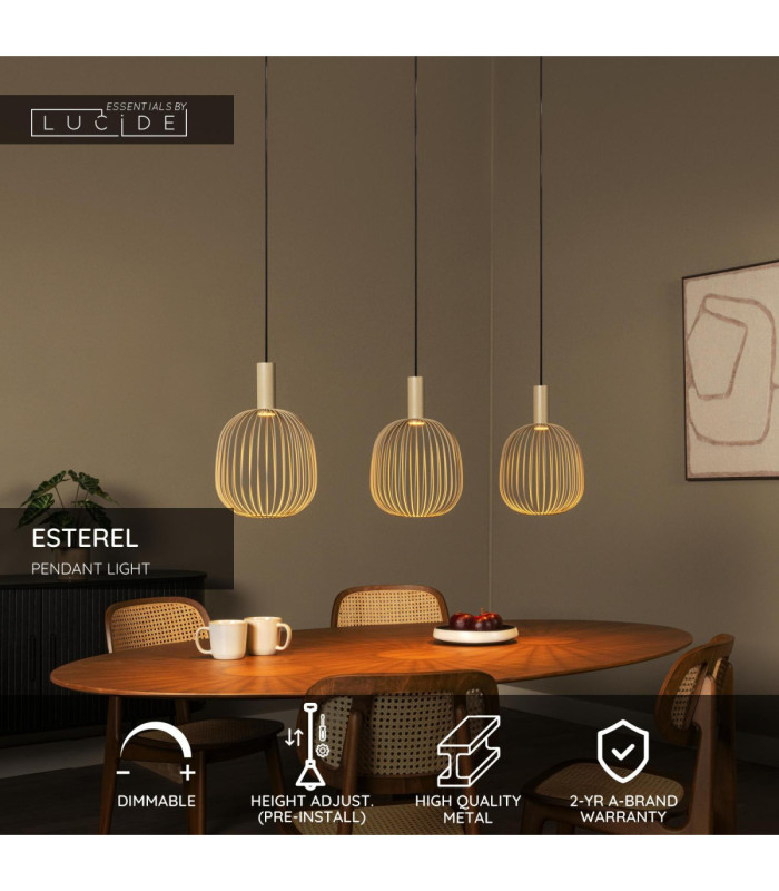 Lucide ESTEREL - Pendant light - 3xGU10 (MR11) - Taupe - Essential-2