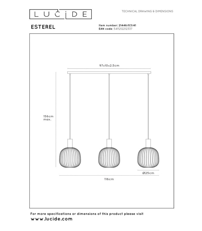 Lucide ESTEREL - Pendant light - 3xGU10 (MR11) - Taupe - Essential-9