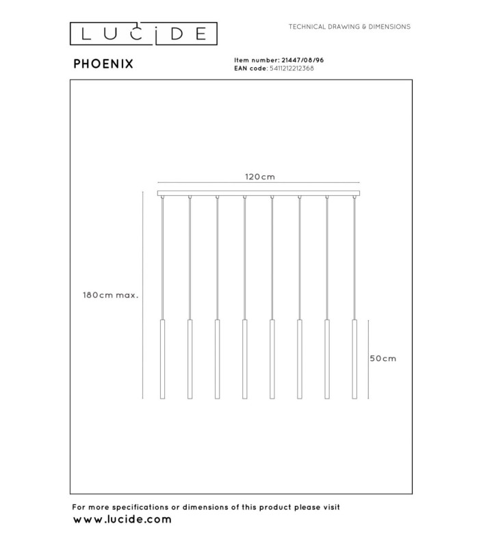 Lucide PHOENIX - Pendant light - LED Dim. - G9 - 8x3W 2700K - Coffee - Vibes-6