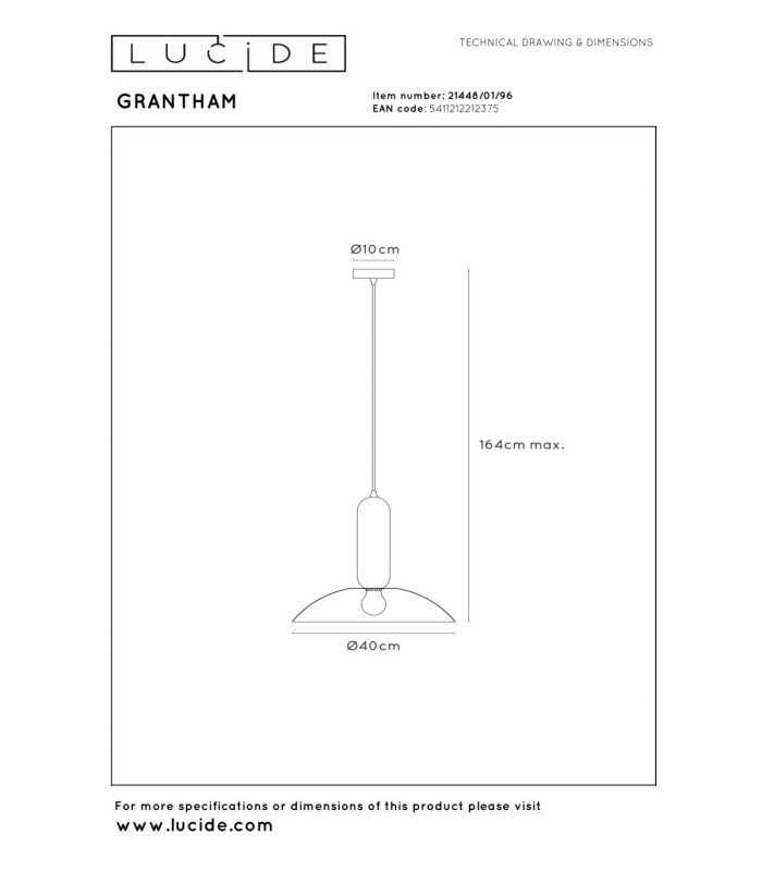 Lucide GRANTHAM - Pendant light - Ø 40 cm - 1xE27 - Coffee - Essential-7