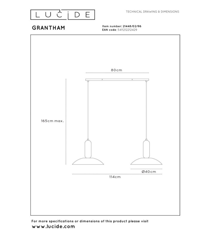 Lucide GRANTHAM - Pendant light - 2xE27 - Coffee - Essential-7