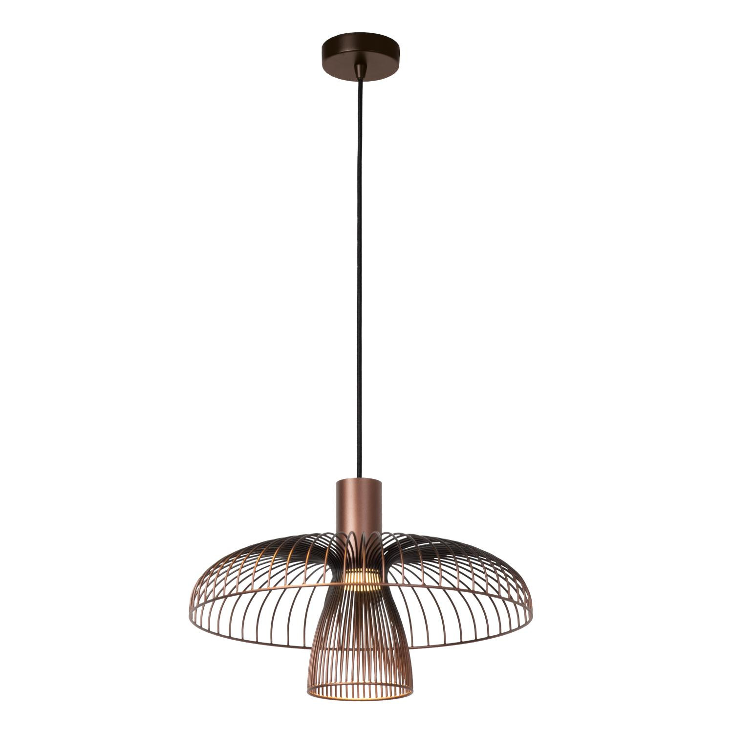Lucide NIGELLA - Wire Frame Pendant Ceiling Light - Ø 40.5 cm - 1xGU10 (MR16) - Coffee