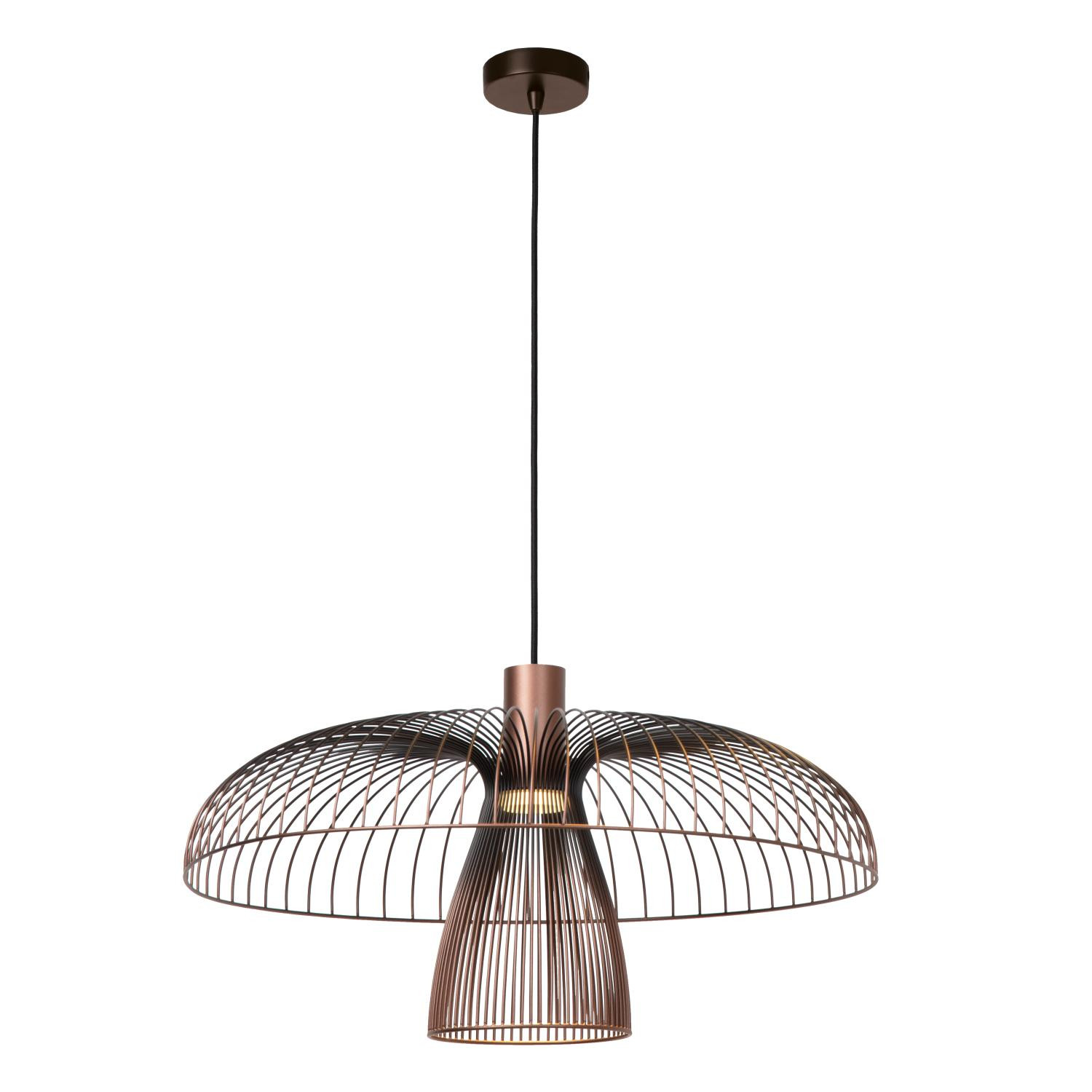 Lucide NIGELLA - Wire Frame Pendant Ceiling Light - Ø 60 cm - 1xGU10 (MR16) - Coffee