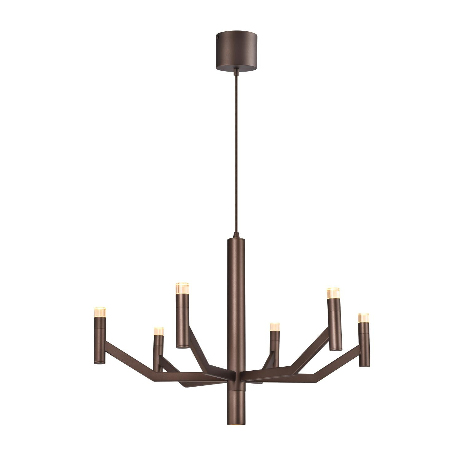 Lucide WELLINGTON - Integrated LED Pendant Ceiling Light - Ø 60 cm - LED Dim. - G9 - 2700K - Coffee