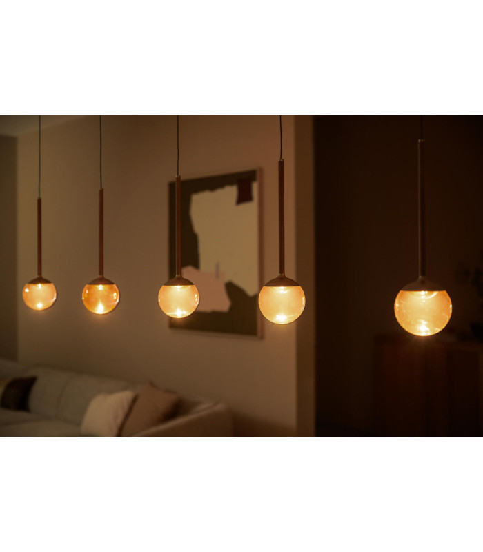 Lucide CALINA - Pendant light - LED Dim. - CCT - 5x8.2W 2200K/3300K - With replaceable LED module - Coffee - Premium-6
