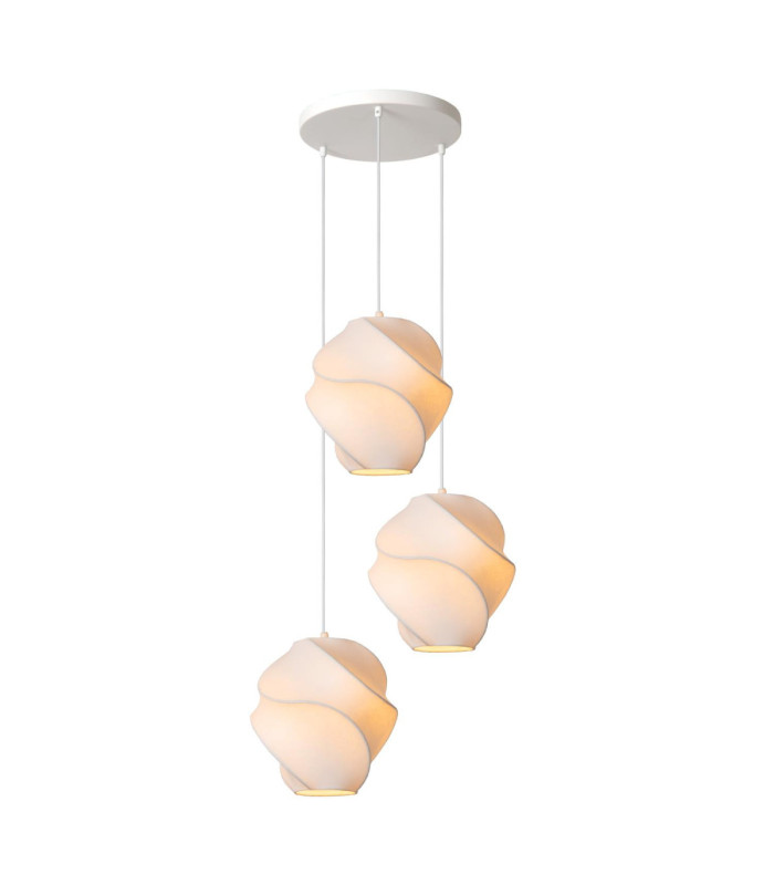 Lucide LA VAGUE - Pendant light - Ø 51 cm - 3xE27 - White - Essential-1