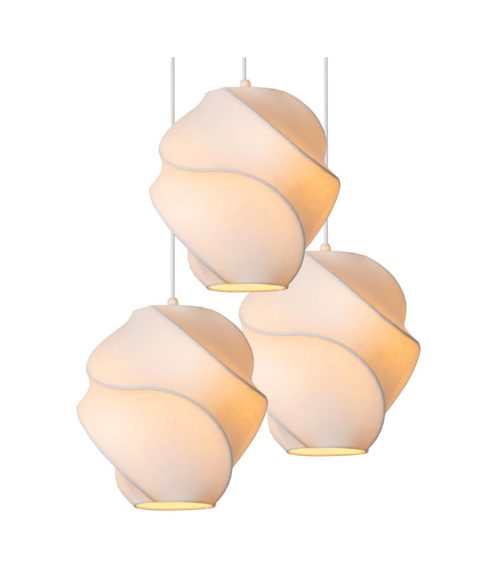 Lucide LA VAGUE - Pendant light - Ø 51 cm - 3xE27 - White - Essential-3
