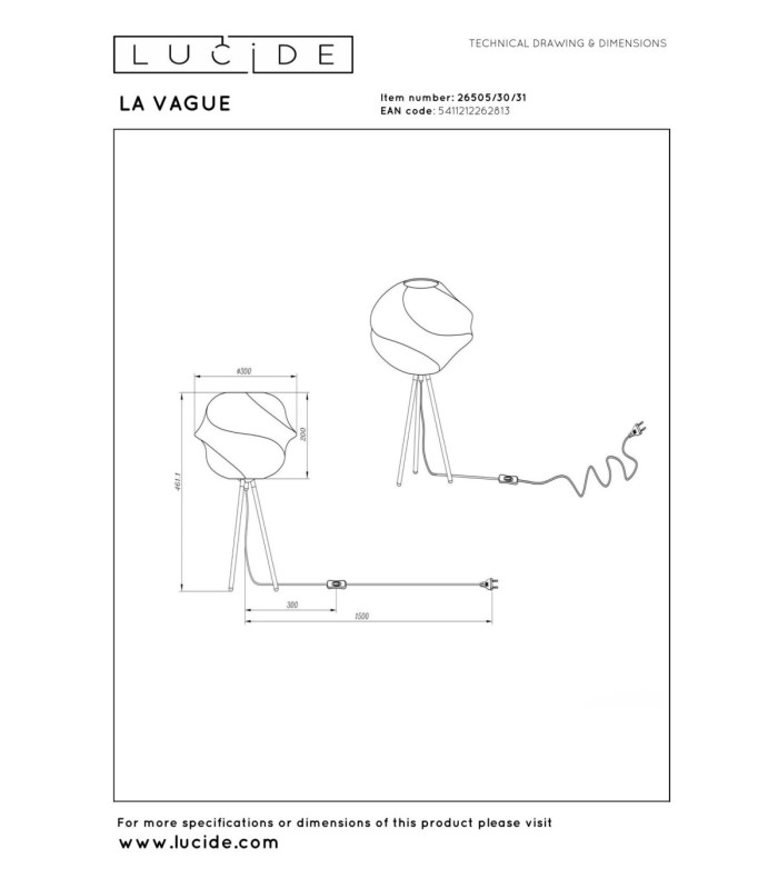 Lucide LA VAGUE - Table lamp - Ø 30 cm - 1xE27 - White - Essential-5