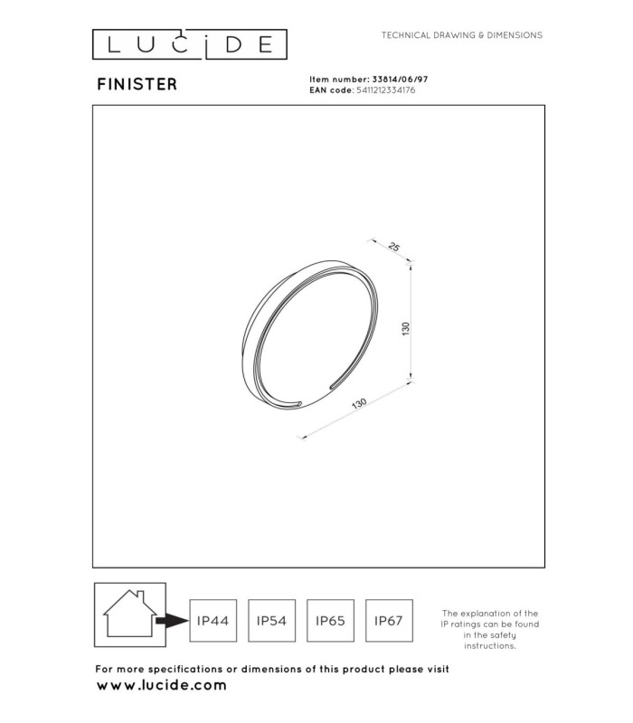 Lucide FINISTER - Wall light Indoor/Outdoor - Ø 13 cm - LED - 1x6W 2700K - IP54 - Rust Brown - Essential-3