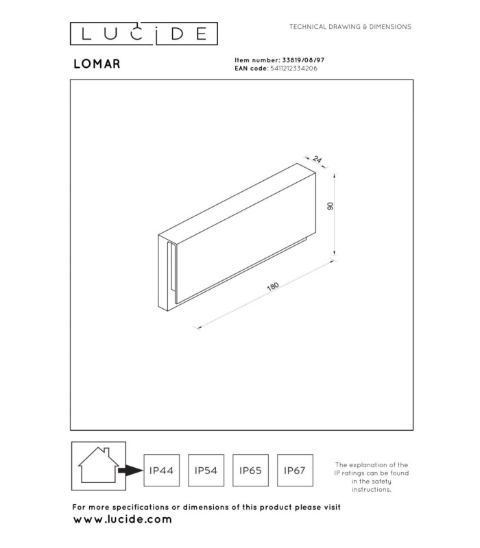 Lucide LOMAR - Wall light Indoor/Outdoor - LED - 1x10W 2700K - IP54 - Rust Brown - Essential-3