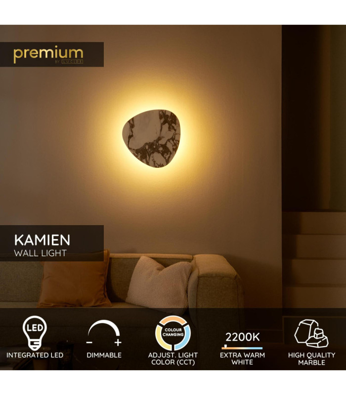 Lucide KAMIEN - Wall light - LED Dim. - CCT - 1x12W 2200K/3000K - White - Premium-2