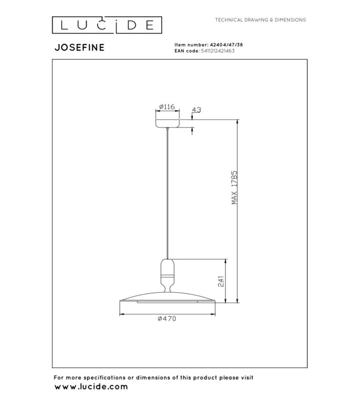 Lucide JOSEFINE - Pendant light - Ø 47 cm - LED Dim. - CCT - 1x25W 2200K/3000K - Cream - Vibes-2