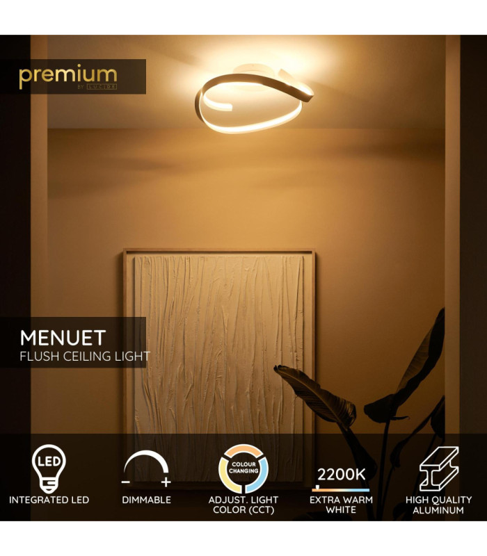 Lucide MENUET - Flush ceiling light - Ø 60 cm - LED Dim. - CCT - 1x46W 2200K/3000K - Taupe - Premium-3
