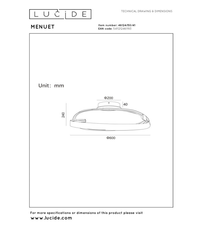 Lucide MENUET - Flush ceiling light - Ø 60 cm - LED Dim. - CCT - 1x46W 2200K/3000K - Taupe - Premium-10