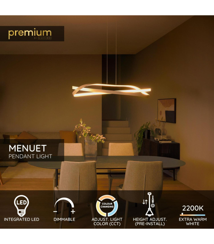 Lucide MENUET - Pendant light - LED Dim. - CCT - 1x46W 2200K/3000K - Taupe - Premium-3