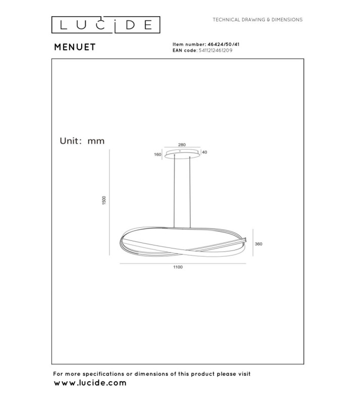 Lucide MENUET - Pendant light - LED Dim. - CCT - 1x46W 2200K/3000K - Taupe - Premium-12