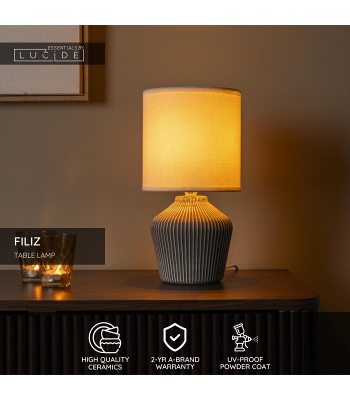 Lucide FILIZ - Table lamp - Ø 16 cm - 1xE14 - Taupe - Essential-3