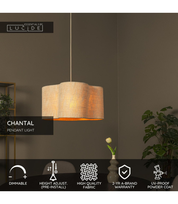 Lucide CHANTAL - Pendant - 1xE27 - Cream - Essential-3