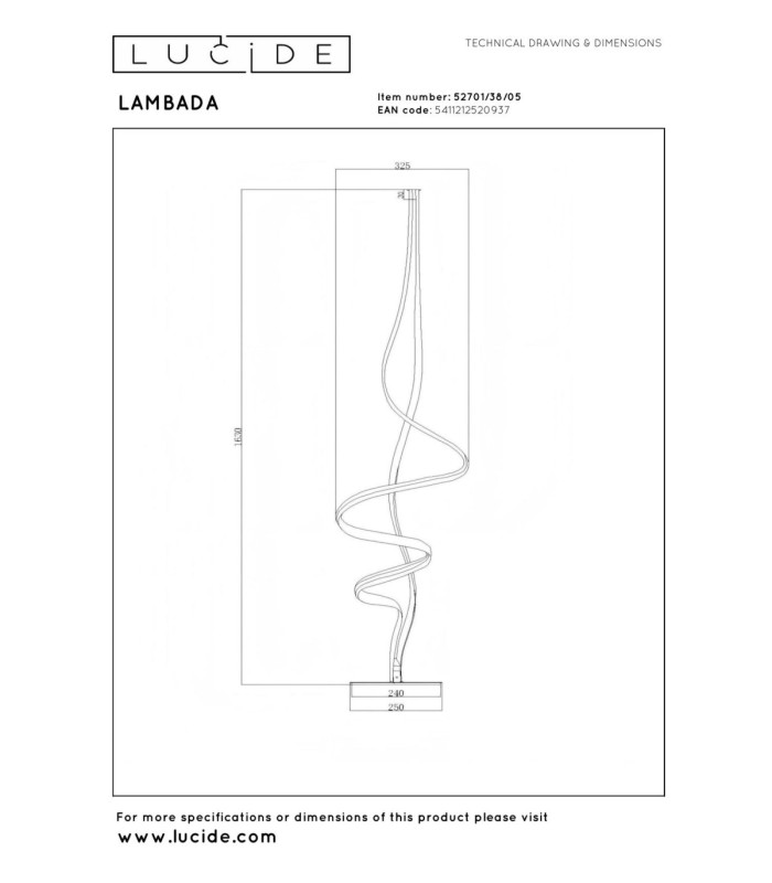 Lucide LAMBADA - Floor lamp - LED Dim. - 1x38W 2700K - Matt Gold / Brass - Premium-13