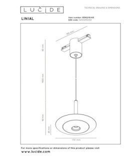 Lucide Premium LINIAL DISC pendant - 1-Circuit lighting system/ Smart Rail Lighting - Smart - 48V Track - 1xLED -Champagne-2
