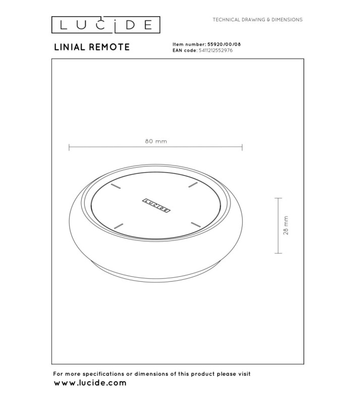 Lucide Premium LINIAL REMOTE - Remote Control - 1-Circuit lighting system - Smart - 48V Track - Satin Gun Metal-2