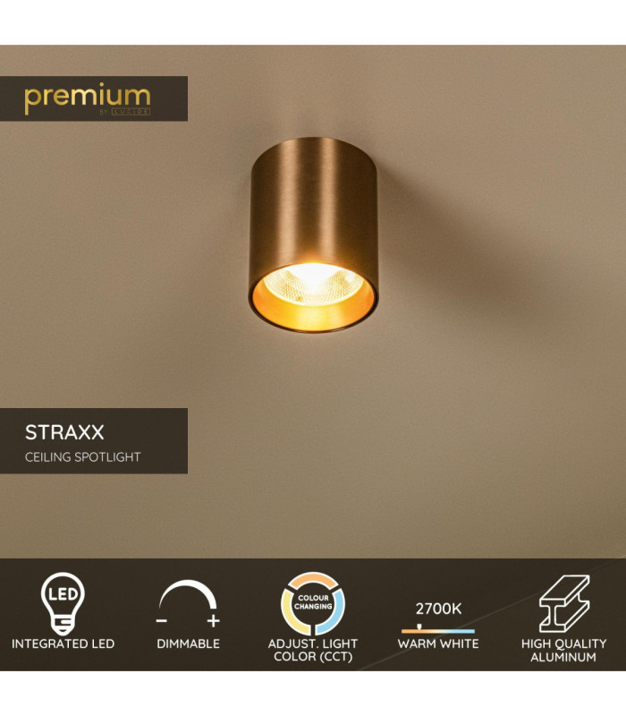 Lucide STRAXX - Ceiling spotlight - Ø 8 cm - LED Dim. - CCT - 1x15W 2700K/4000K - Champagne Color - Premium-3
