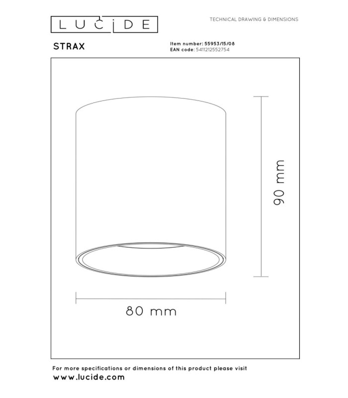 Lucide STRAXX - Ceiling spotlight - Ø 8 cm - LED Dim. - CCT - 1x15W 2700K/4000K - Satin Gun Metal - Premium-3
