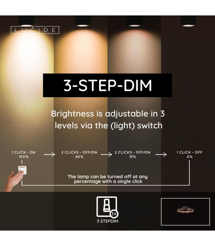 Lucide LEONARD - Flush ceiling light - Ø 54.5 cm- LED 3 StepDim - CCT - 1x35W 2200K/3000K - Coffee - Vibes-4